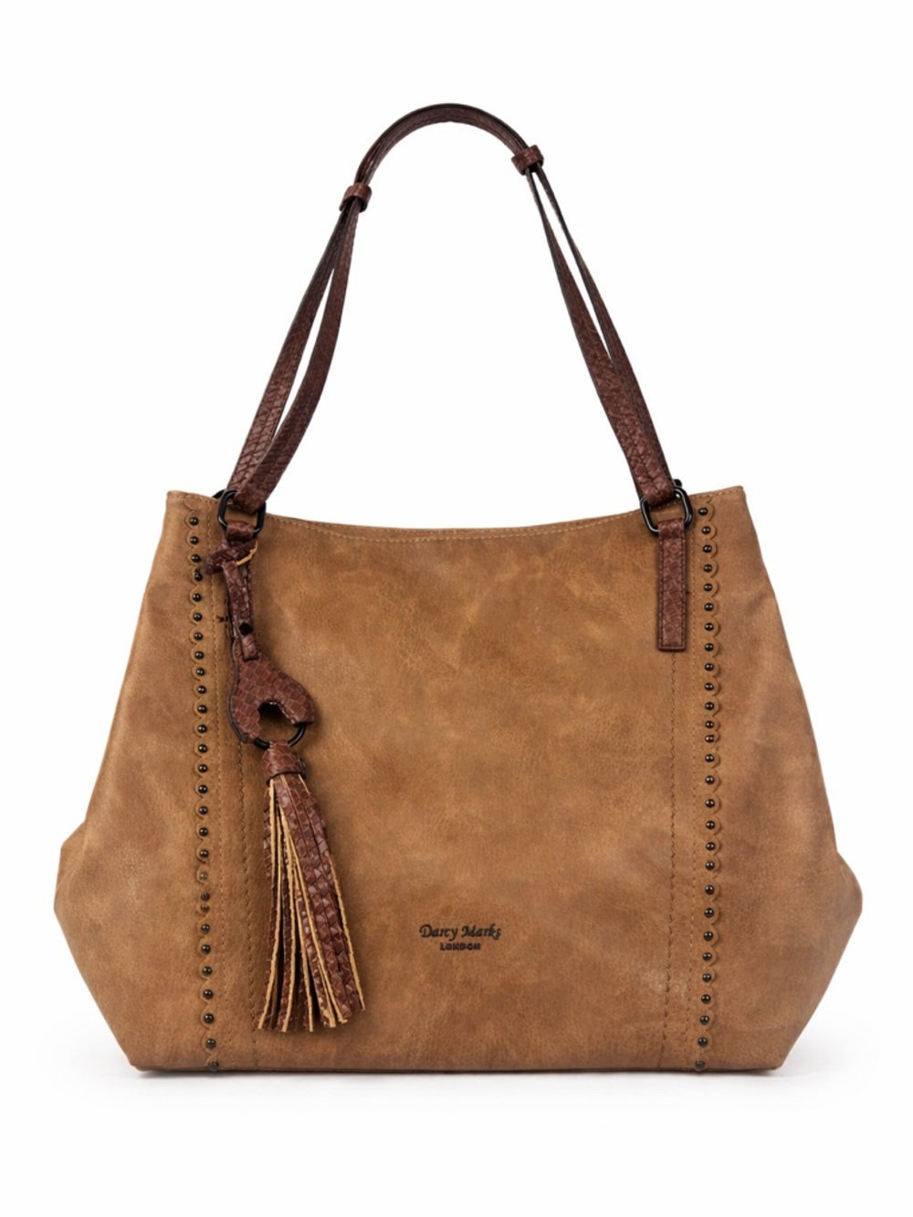 Darcy Marks London Vintage Tote Bag Brown Faux Leather Shoulder Bag